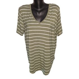   Old Navy zöld-fehér csíkos női póló – V-nyakú, kényelmes fazon XL