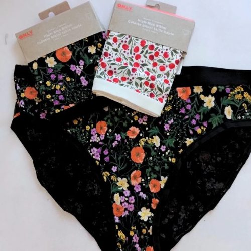 ONLY fekete, virágmintás magas derekú bikini alsó – Cotton Classic Wild Poppy (L)