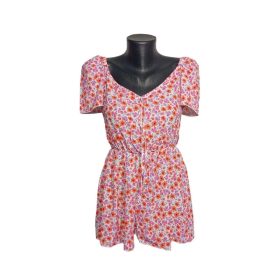 PrettyLittleThing virágos rövid overall halvány rózsaszín 