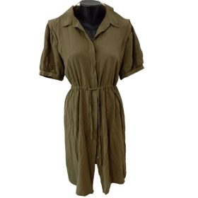 Soft Rebels khaki gombos, megkötős női ingruha – S méret