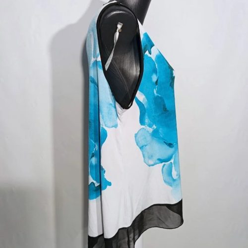 Ricki's virágmintás laza trikó – kék-fehér, XL