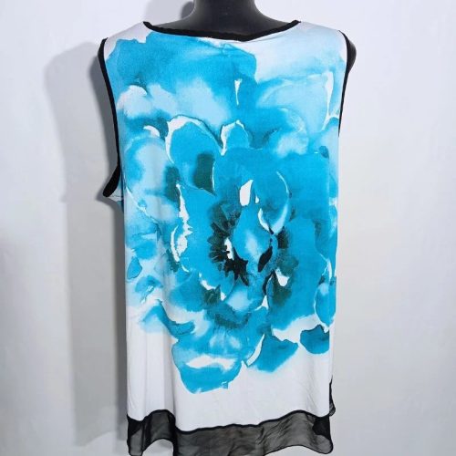 Ricki's virágmintás laza trikó – kék-fehér, XL