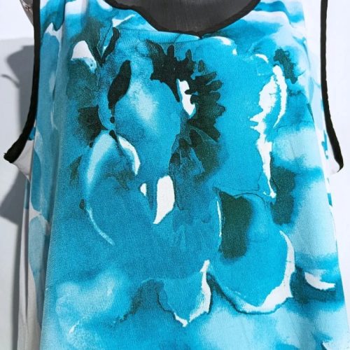 Ricki's virágmintás laza trikó – kék-fehér, XL