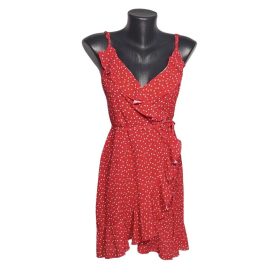 Shein piros fodros miniruha fehér szív minta