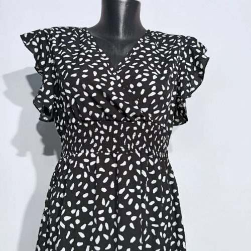 Shein fekete-fehér pöttyös maxi ruha – M méret