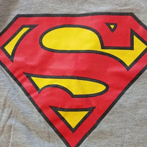 Superman hosszú ujjú gyerek póló – szürke, piros-sárga logóval - 110-1160-os