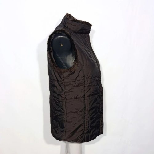 TCM női gesztenye barna steppelt pehelymellény műszőrme szegéllyel – EU 42–44 (L–XL)