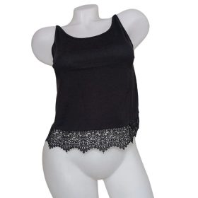 Terranova fekete csipkés Crop-Top – S méret