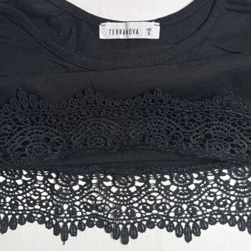 Terranova fekete csipkés Crop-Top – S méret