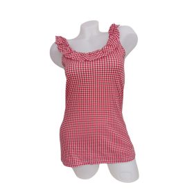 Tezenis kockás, fodros trikó