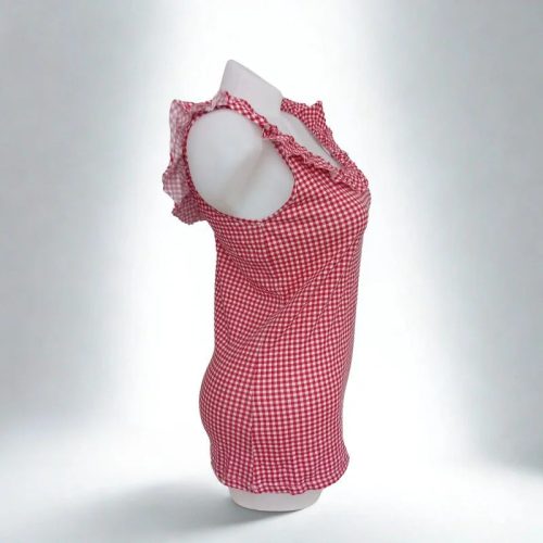 Tezenis kockás, fodros trikó