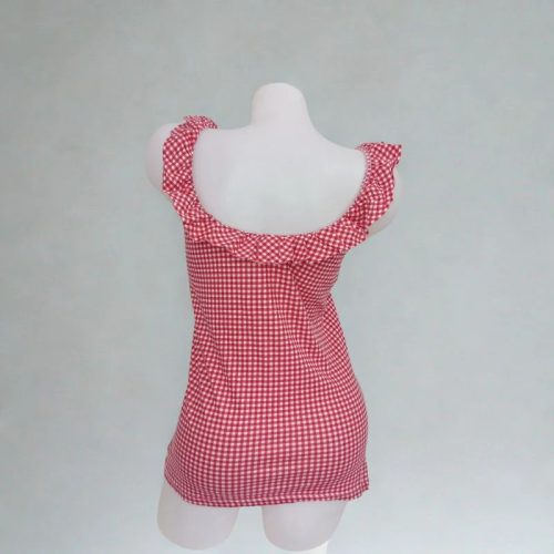 Tezenis kockás, fodros trikó