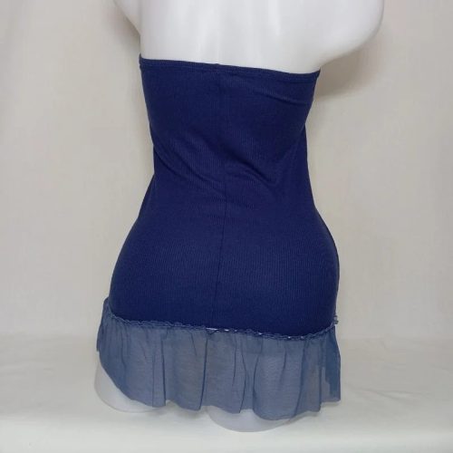 Tezenis kék pánt nélküli miniruha fodros szegéllyel