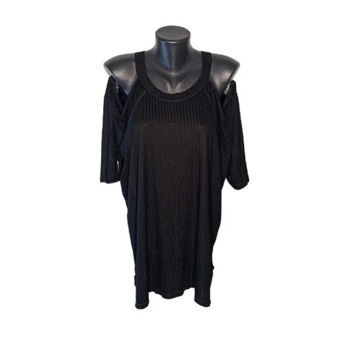 Torrid fekete ejtett vállú blúz – XXL méret, bordázott nyári fazon