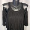 Torrid fekete ejtett vállú blúz – XXL méret, bordázott nyári fazon