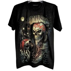   Toxic Toys Rock póló – Koponyás, piercinges 3D minta - S méret