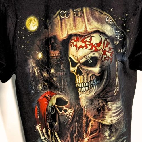 Toxic Toys Rock póló – Koponyás, piercinges 3D minta - S méret