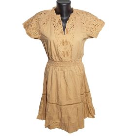 Őzbarna hímzett vintage nyári ruha – Vero Moda S méret