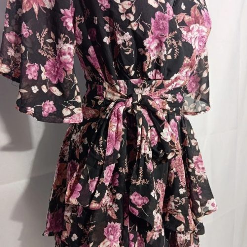  ValleyGirl miniruha overál rózsa mintás átlapolós 