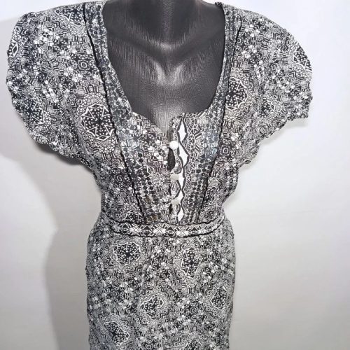 Yours fekete-fehér flitteres mintás női mini ruha 50-es (22-es méret)