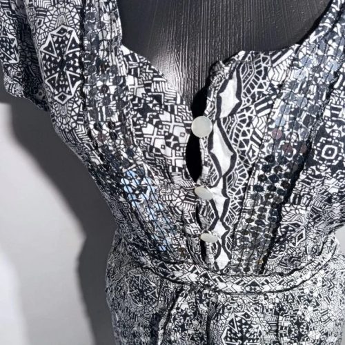 Yours fekete-fehér flitteres mintás női mini ruha 50-es (22-es méret)