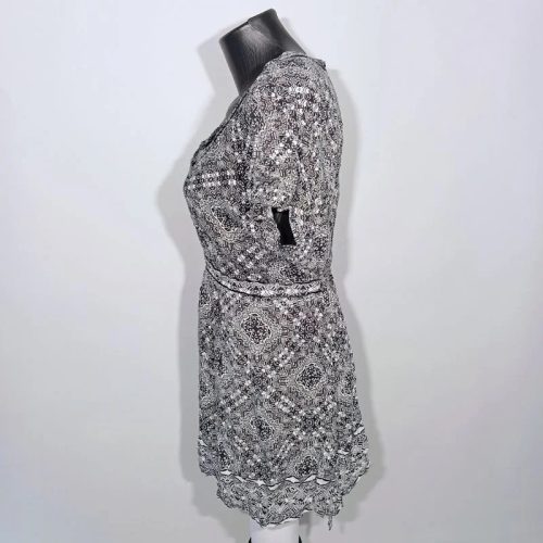 Yours fekete-fehér flitteres mintás női mini ruha 50-es (22-es méret)