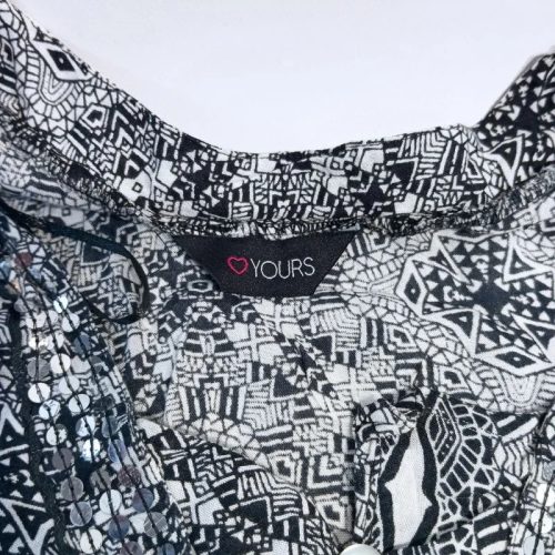 Yours fekete-fehér flitteres mintás női mini ruha 50-es (22-es méret)