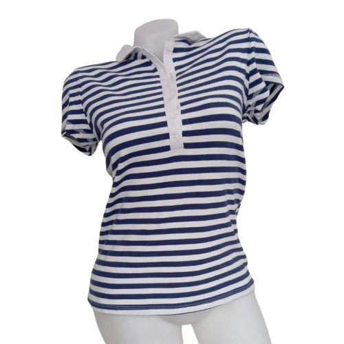 Zeta Moda tengerészkék-fehér galléros női póló – M/L