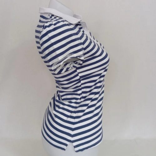 Zeta Moda tengerészkék-fehér galléros női póló – M/L