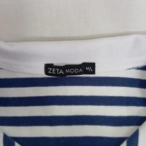 Zeta Moda tengerészkék-fehér galléros női póló – M/L